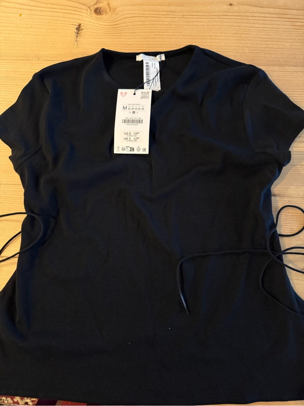 Zara Black Backless Tie Tee